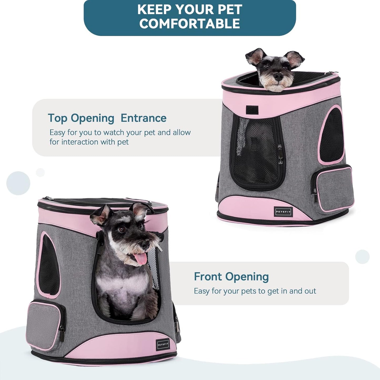 Dog Backpack Carrier with Upgrade Waist Cushion Design to Better Fit the Waist, Suitable for Small and Medium Dogs Cats, and Rabbits up to 18 Pounds