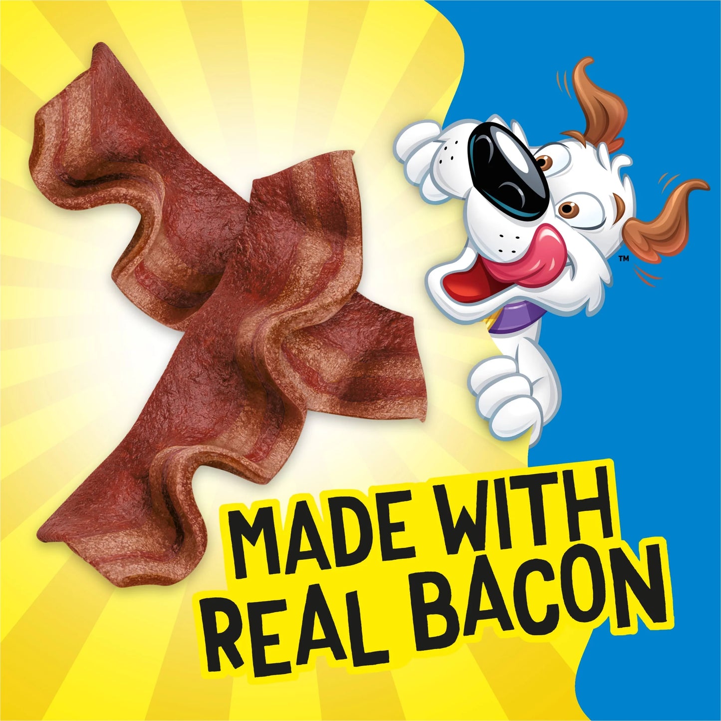 Purina Strips Dog Treats with Real Bacon & Bratwurst Flavors Tender Chews, 6 Oz Pouch