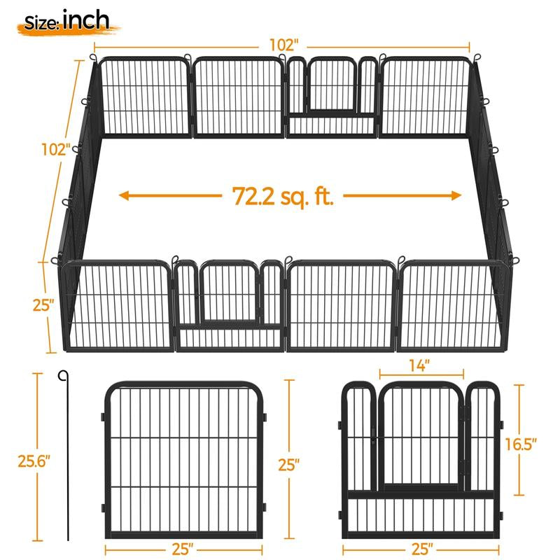 【Mom'S Gift】Yaheetech Dog Playpen 6/8/12/16 Panels Metal Pet Playpen, Outdoor Indoor Dog Exercise Barrier Fence, 25/32/40/47 Inch