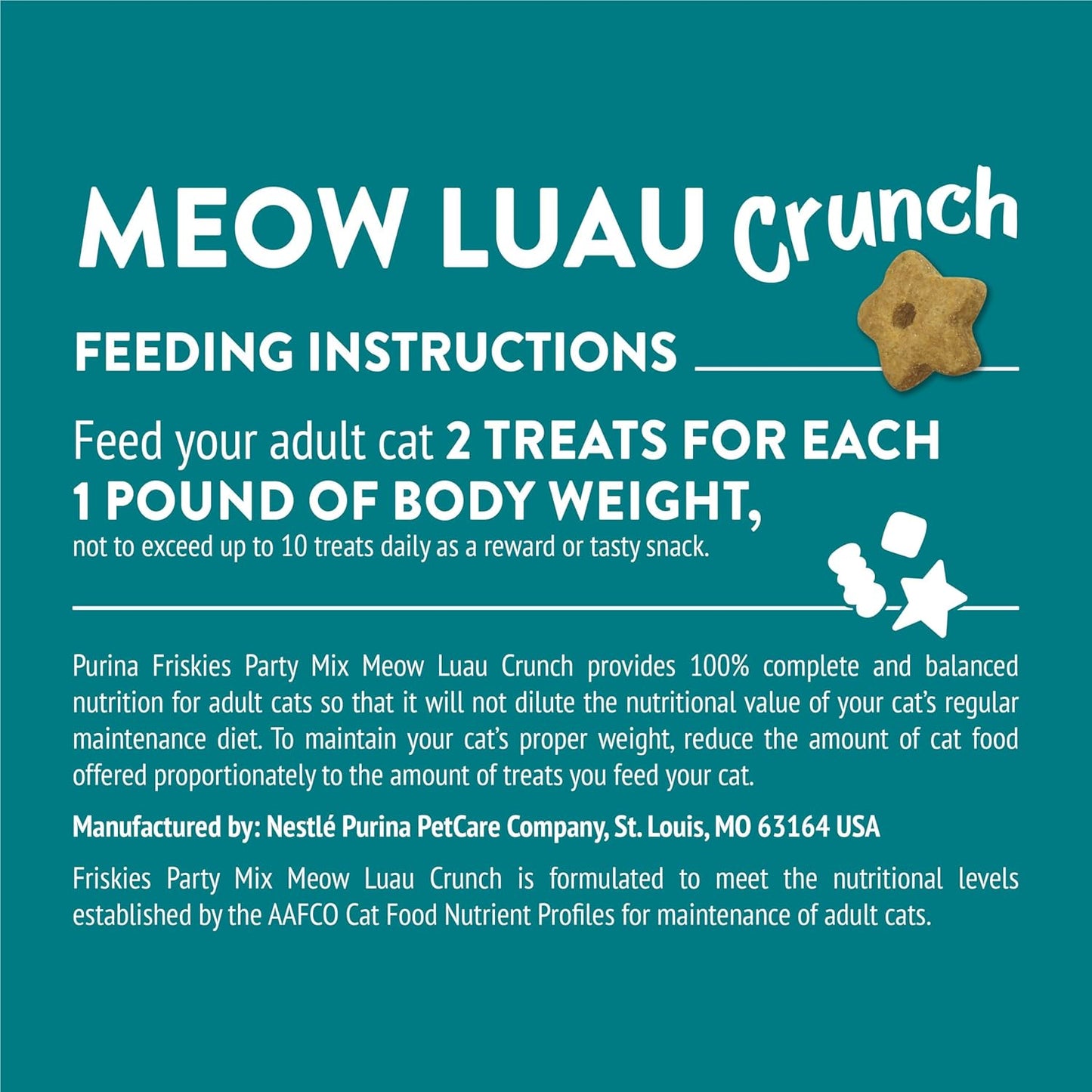Purina Cat Treats, Party Mix Meow Luau Crunch - (Pack of 10) 2.1 Oz. Pouches