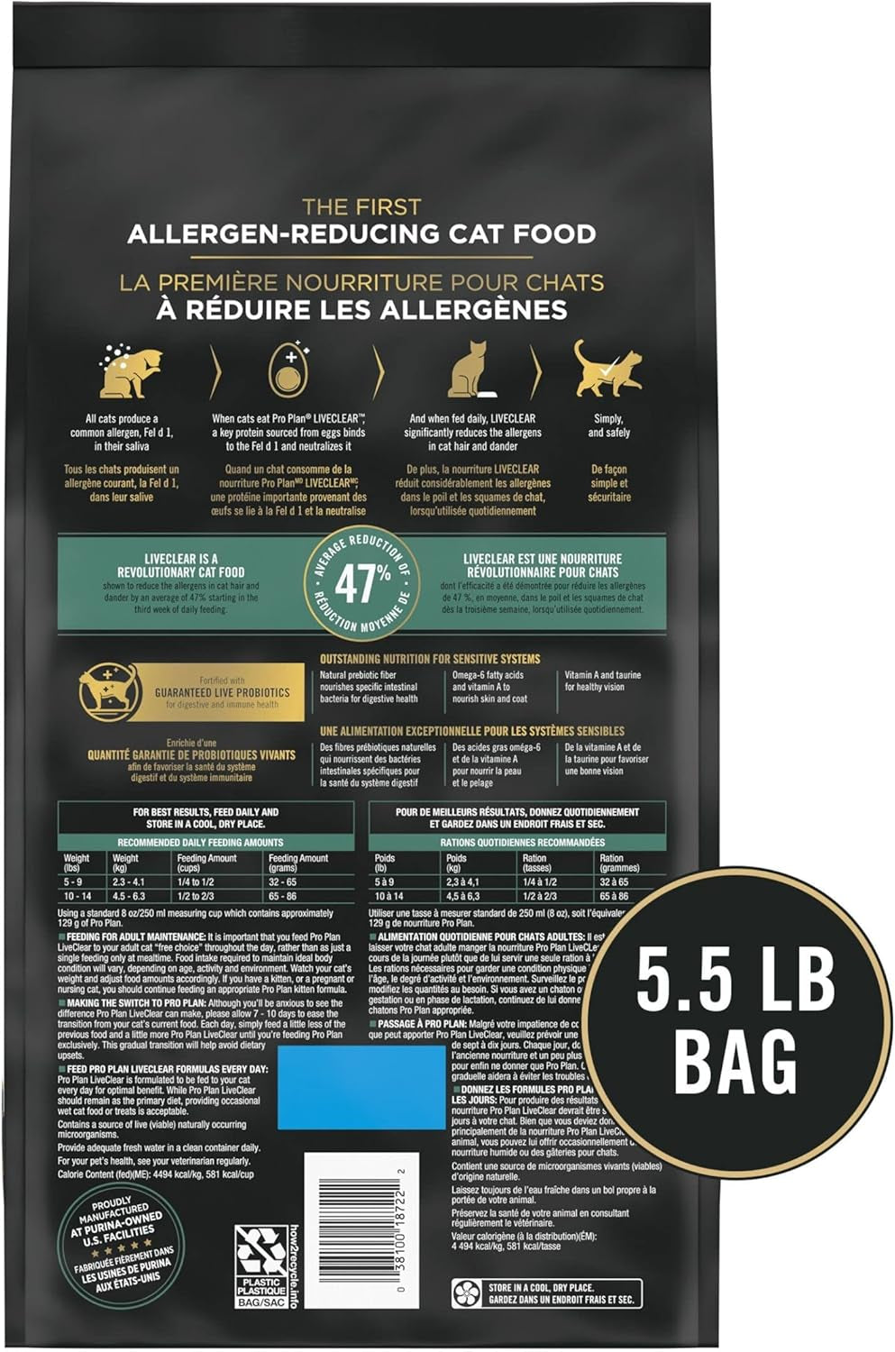 Allergen Reducing, High Protein Cat Food, LIVECLEAR Turkey and Oatmeal Formula - 5.5 Lb. Bag