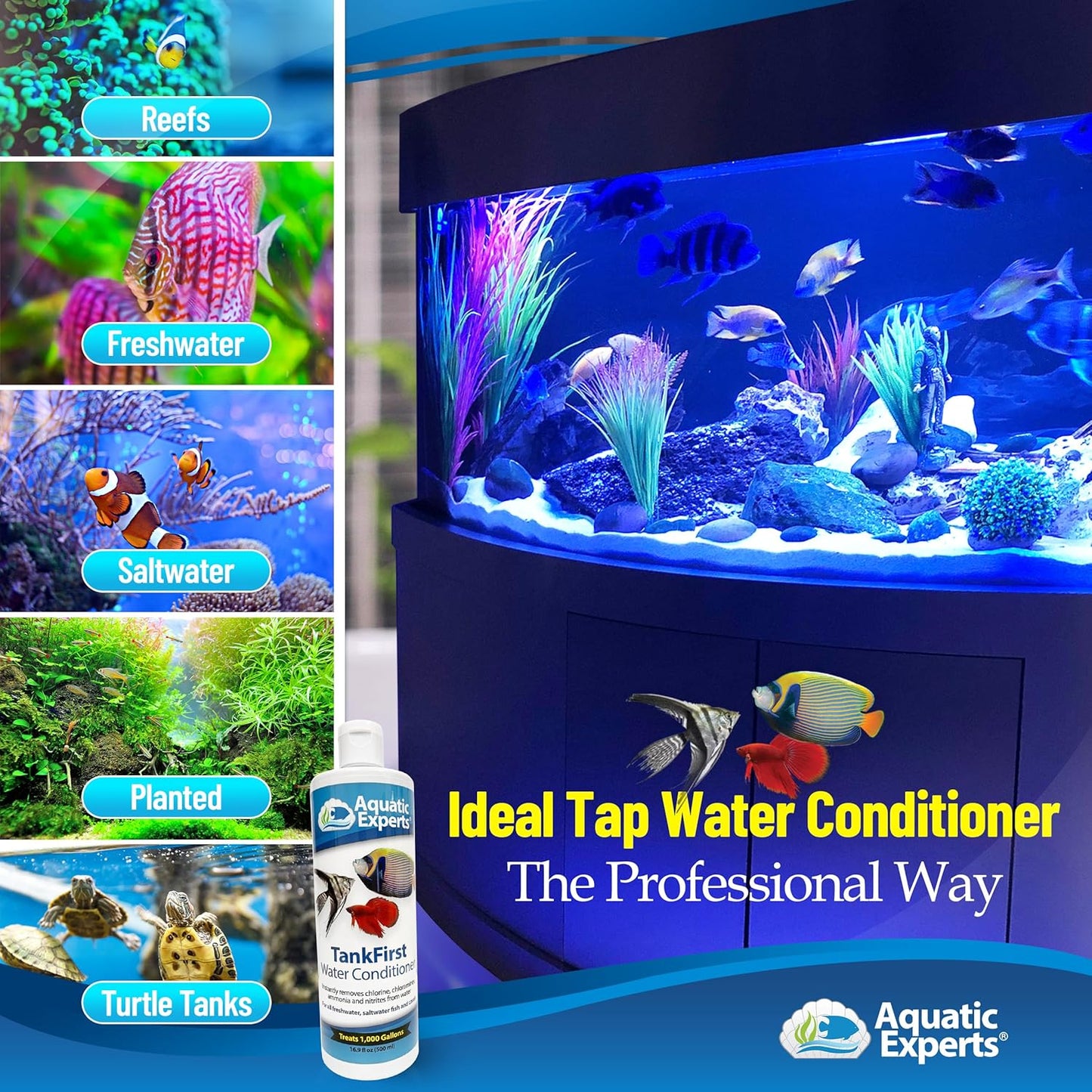 Tankfirst Complete Aquarium Water Conditioner - Fish Water Conditioner, Instantly Removes Chlorine, Chloramines, and Detoxifies Ammonia from Fish Tank (Tankfirst Regular, 500 Ml)