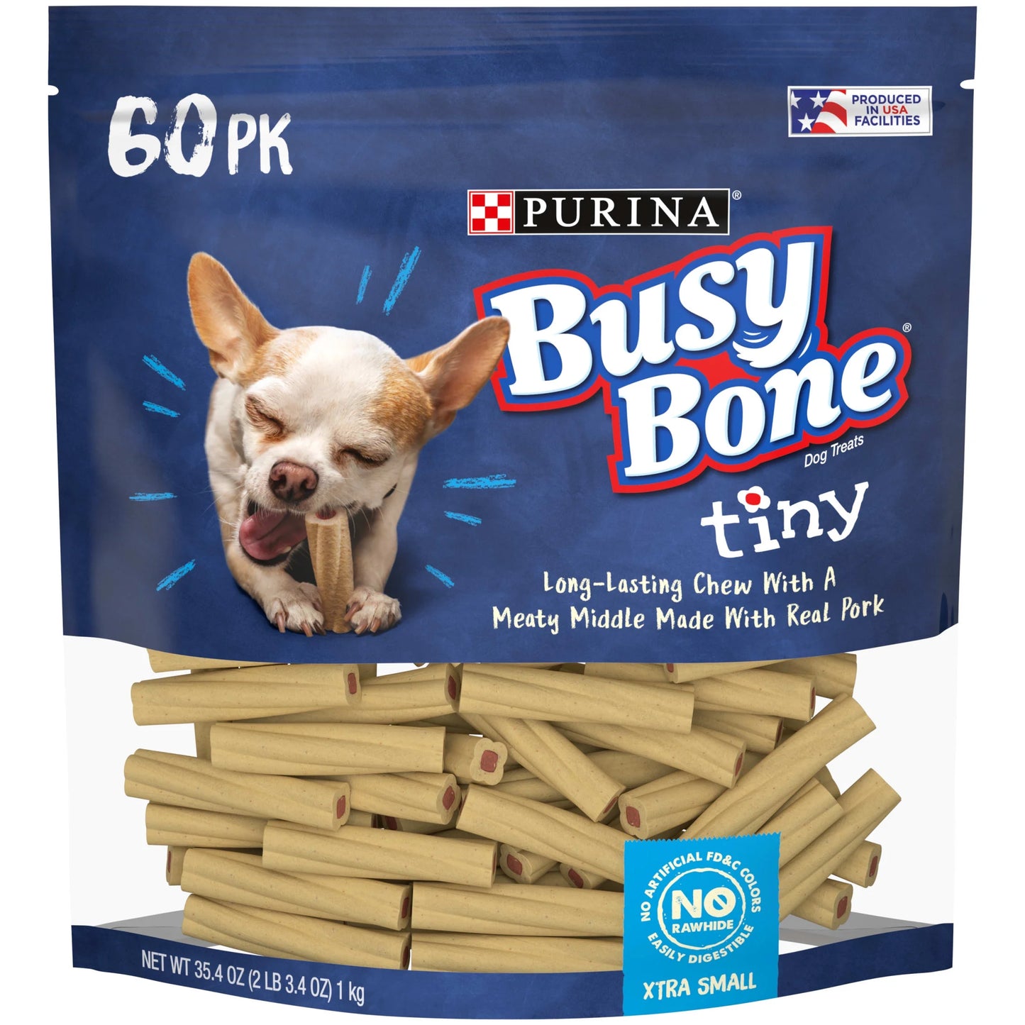 Purina Extra Small Dog Treats with Real Pork, Long-Lasting Chews, 35.4 Oz Pouch (60 Count)