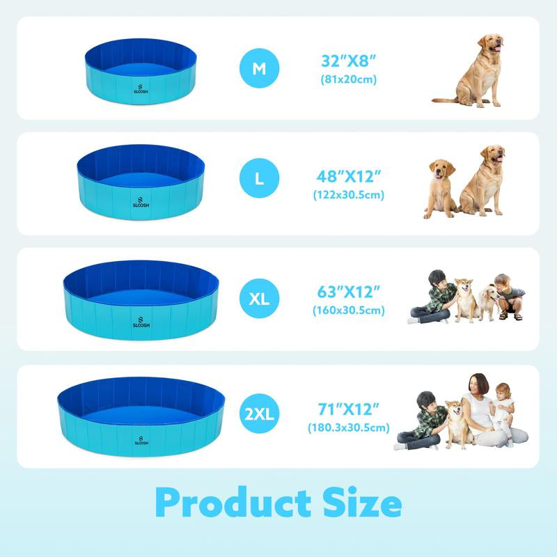 SLOOSH Foldable Dog Kiddie Pool - Portable Hard Plastic Doggie Swimming Pool, Anti-Slip Collapsible Pets Bath Tub Suitable for Kids Indoor Outdoor Backyard Use Mother'S Day Gifts