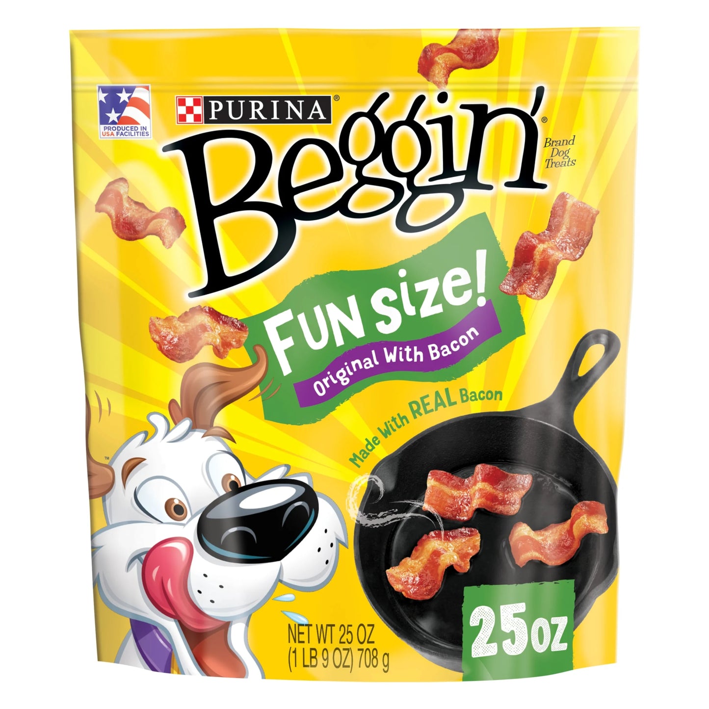 Purina Strips Small Dog Treats Fun Size Original with Real Bacon Flavor Chews, 25 Oz Pouch
