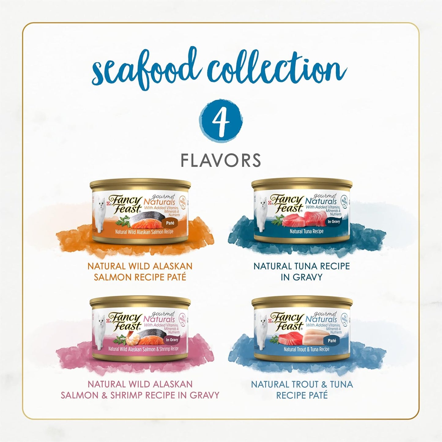 Purina Wet Cat Food Variety Pack Gourmet Naturals Seafood - (Pack of 30) 3 Oz. Cans