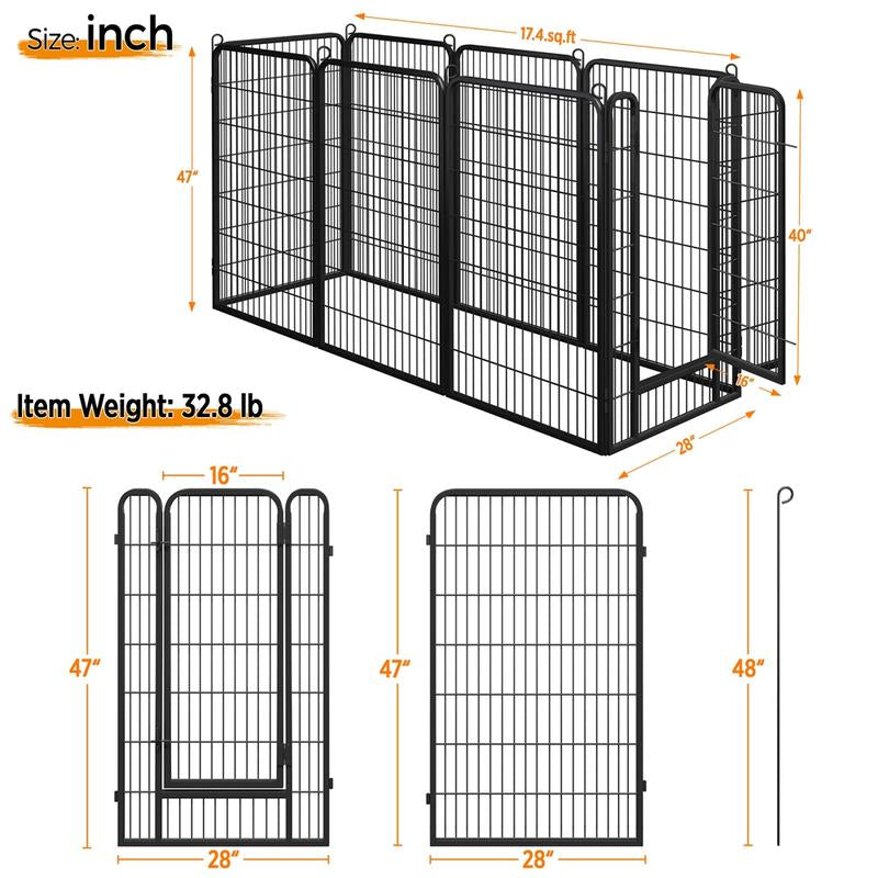 【Mom'S Gift】Yaheetech Dog Playpen 6/8/12/16 Panels Metal Pet Playpen, Outdoor Indoor Dog Exercise Barrier Fence, 25/32/40/47 Inch