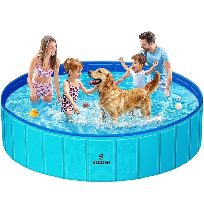SLOOSH Foldable Dog Kiddie Pool - Portable Hard Plastic Doggie Swimming Pool, Anti-Slip Collapsible Pets Bath Tub Suitable for Kids Indoor Outdoor Backyard Use Mother'S Day Gifts