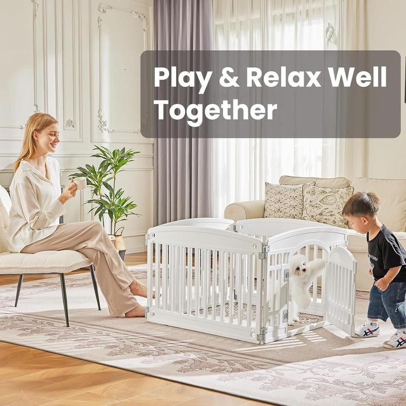 4-Panel 24" Dog Playpen – Foldable & Portable Pet Fence for Indoor/Outdoor Use (35"X35"X24", Easy-Clean White Design, Ideal for Small/Medium Dogs)