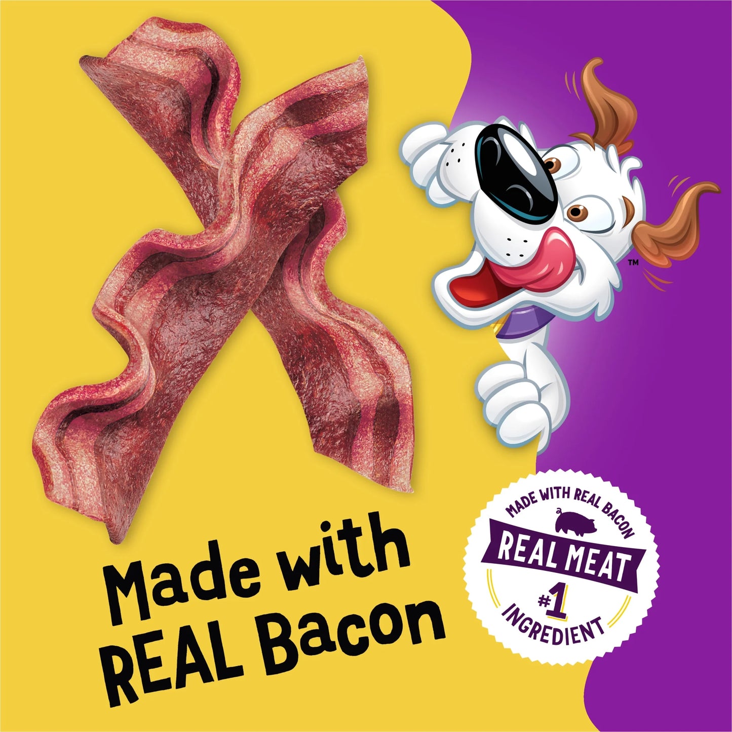 Purina Strips Dog Treats Original with Real Bacon Flavor Tender Chews, 25 Oz Pouch