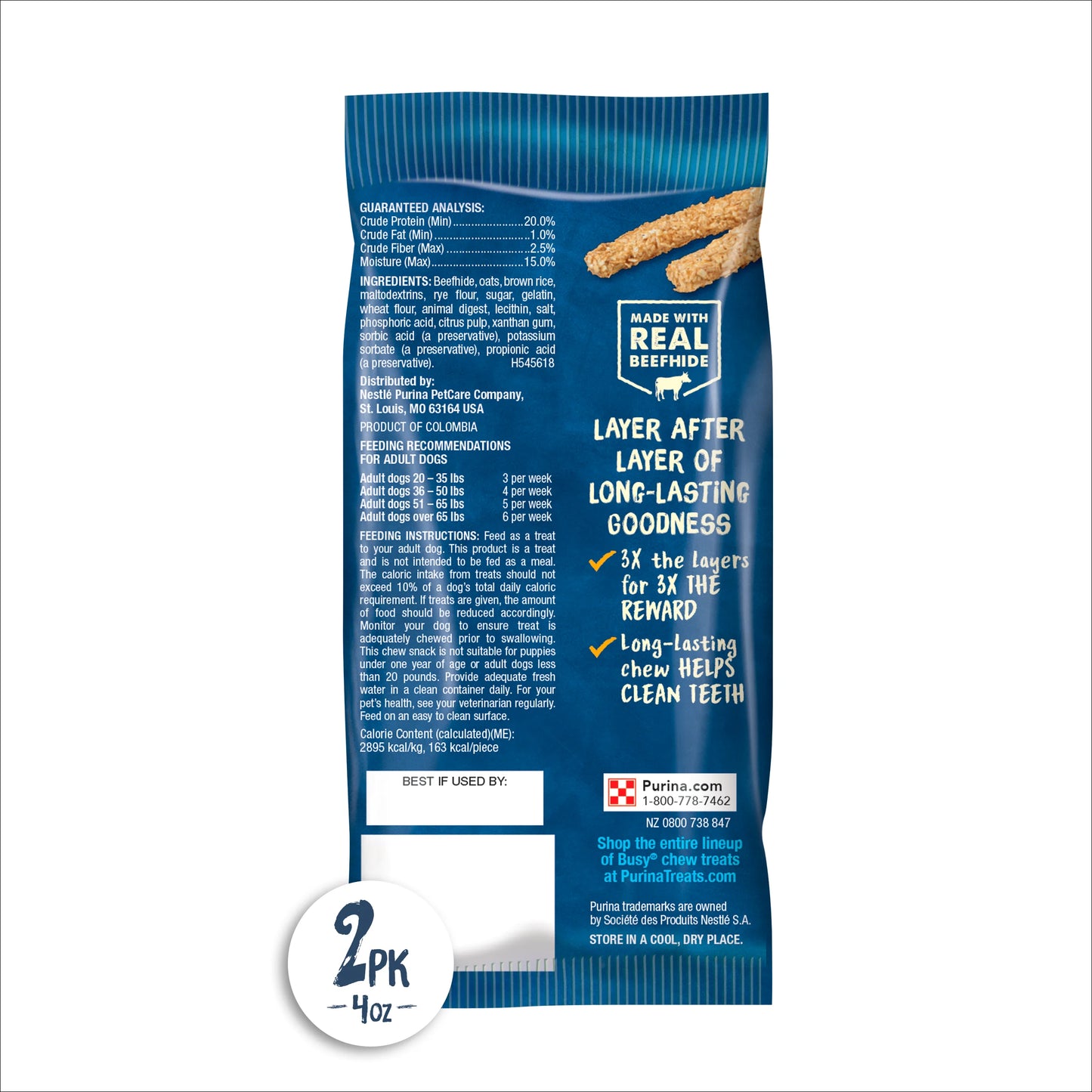 Purina Small & Medium Dog Treats Chewnola Beefhide Chews, 4 Oz Pouch (2 Count)
