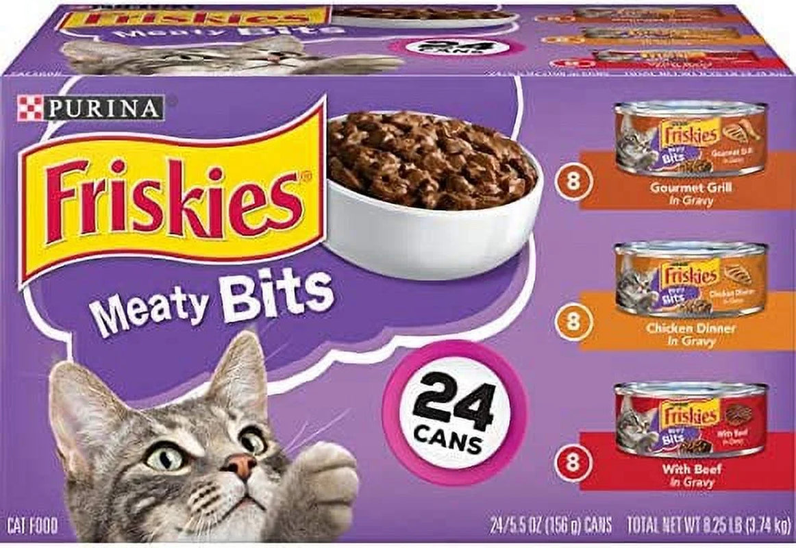 Friskies Gravy Wet Cat Food Variety Pack, Meaty Bits - (24) 5.5 Oz. Cans