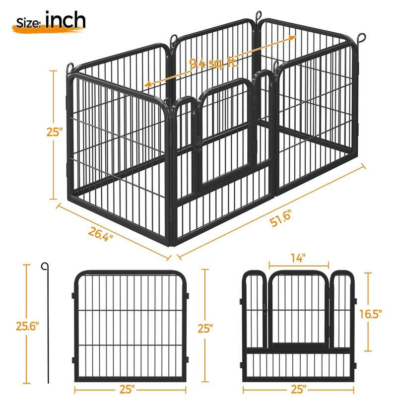 【Mom'S Gift】Yaheetech Dog Playpen 6/8/12/16 Panels Metal Pet Playpen, Outdoor Indoor Dog Exercise Barrier Fence, 25/32/40/47 Inch