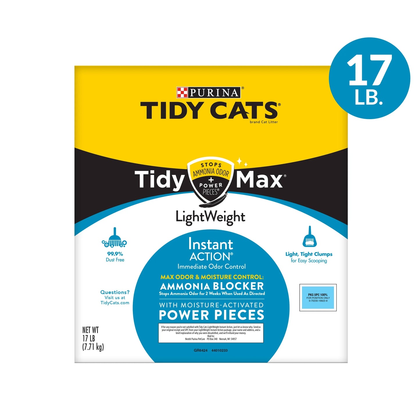 Purina Tidy Max Clumping Cat Litter, Lightweight, Odor Control 24/7, 17 Lb. Box