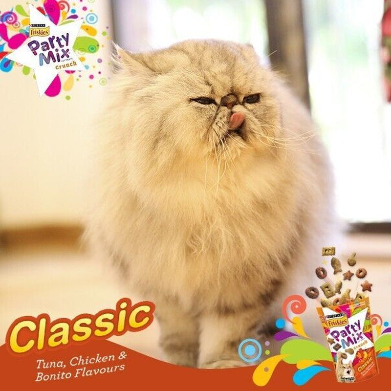 6X Friskies Party Mix Purina Crunch Cat Treats Snack Classic Flavor Feline 60G