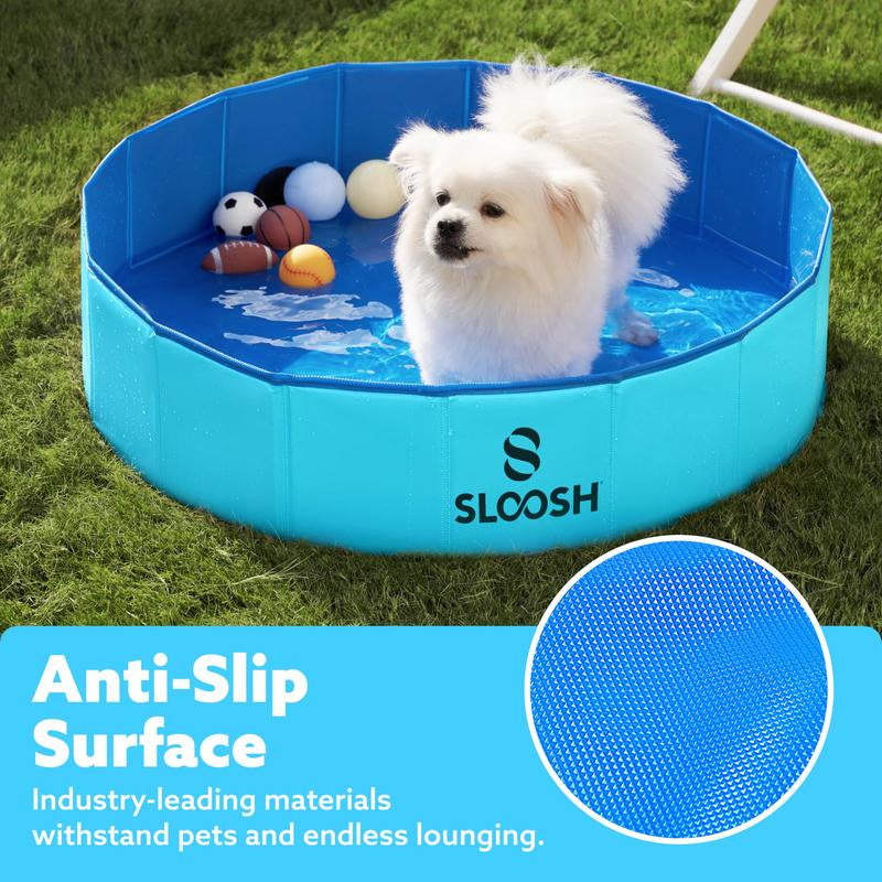 SLOOSH Foldable Dog Kiddie Pool - Portable Hard Plastic Doggie Swimming Pool, Anti-Slip Collapsible Pets Bath Tub Suitable for Kids Indoor Outdoor Backyard Use Mother'S Day Gifts