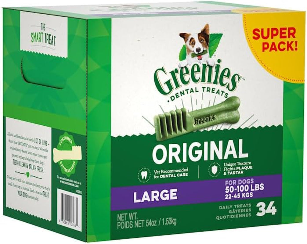 Original Large Natural Dental Care Dog Treats, 54 Oz. Pack (34 Treats)