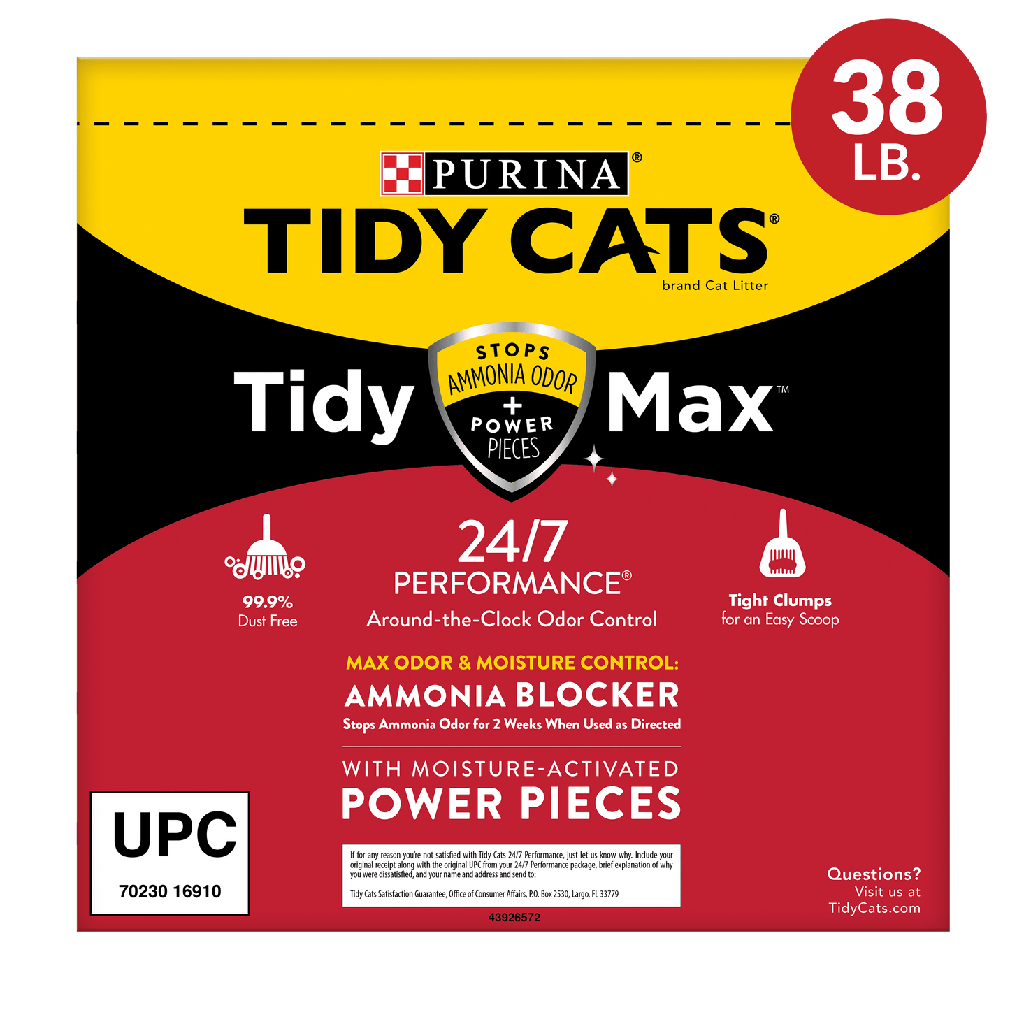 Purina Tidy Cats Clumping Cat Litter, Odor Control 24/7, 38 Lb. Box
