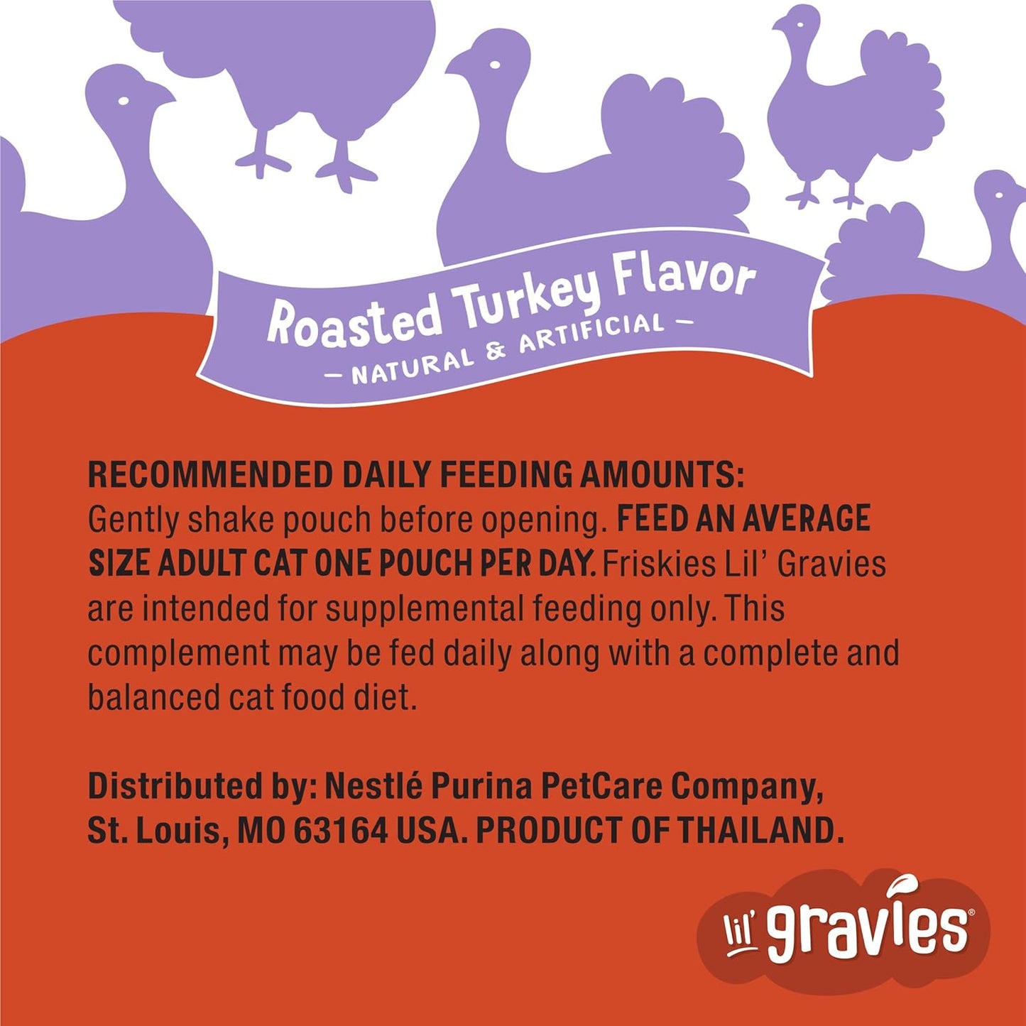 Purina Lil' Gravies Roasted Turkey Flavor Cat Food Lickable Cat Treats - (Pack of 16) 1.55 Oz. Pouches