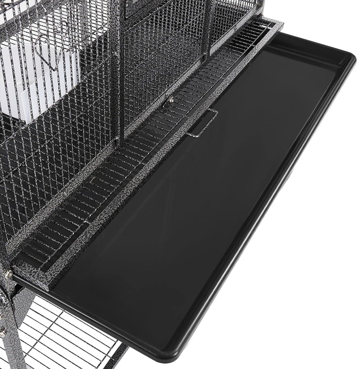 63-Inch Wrought Iron Rolling Large Bird Cage for African Grey Small Quaker Amazon Parrots Cockatiels Sun Parakeet Green Cheek Conure Lovebird Budgie Finch Canary Bird Flight Cage with Stand