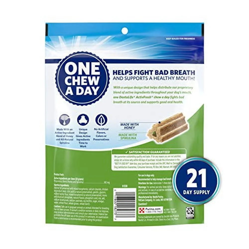 Activfresh Small & Medium Dog Treats with Chicken Chews, 15.5 Oz Pouch (21 Count)