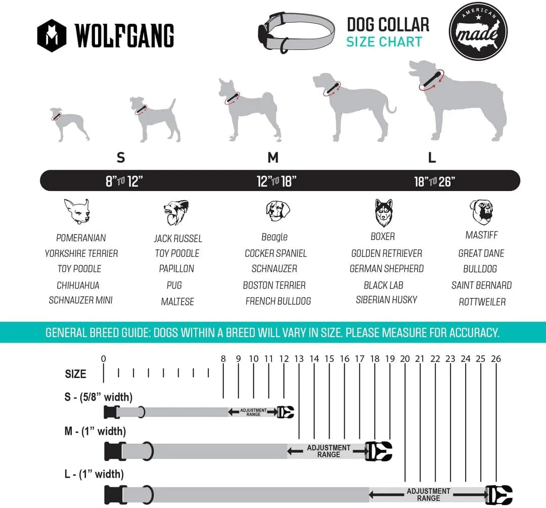 Wolfgang Heavy Duty, Adjustable Dog Collar with Quick Release Nylon Buckle for Walking & Training, Overland Print, Medium