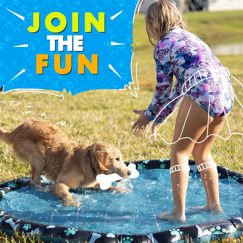 Splashez Non Slip Splash Pad for Kids & Dogs, 69’’ Extra Large Splash Pad Sprinkler for Kids, Dog Water Summer Toys - Great Outdoor Toys for Toddlers 1-3 & Children Ages 4-8, Baby Pool for Backyard
