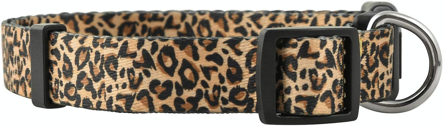 Leopard Print Dog Collar for Girly Gifts, Female Puppy, Cute Designer African Animal Pattern (Small, Leopard)
