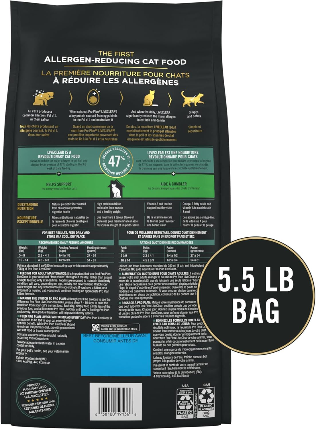 Indoor Cat Food Liveclear Cat Allergen Reducing Turkey and Rice Formula - 5.5 Lb. Bag