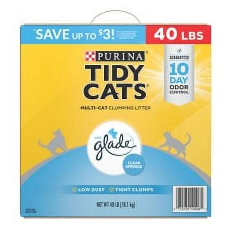Tidy Cats Multi-Cat Clumping Litter, Clear Springs Scent, 40 Lbs.Pack of 2