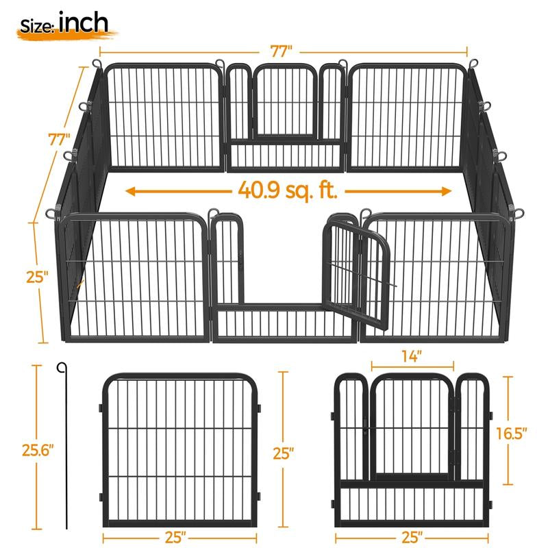 【Mom'S Gift】Yaheetech Dog Playpen 6/8/12/16 Panels Metal Pet Playpen, Outdoor Indoor Dog Exercise Barrier Fence, 25/32/40/47 Inch