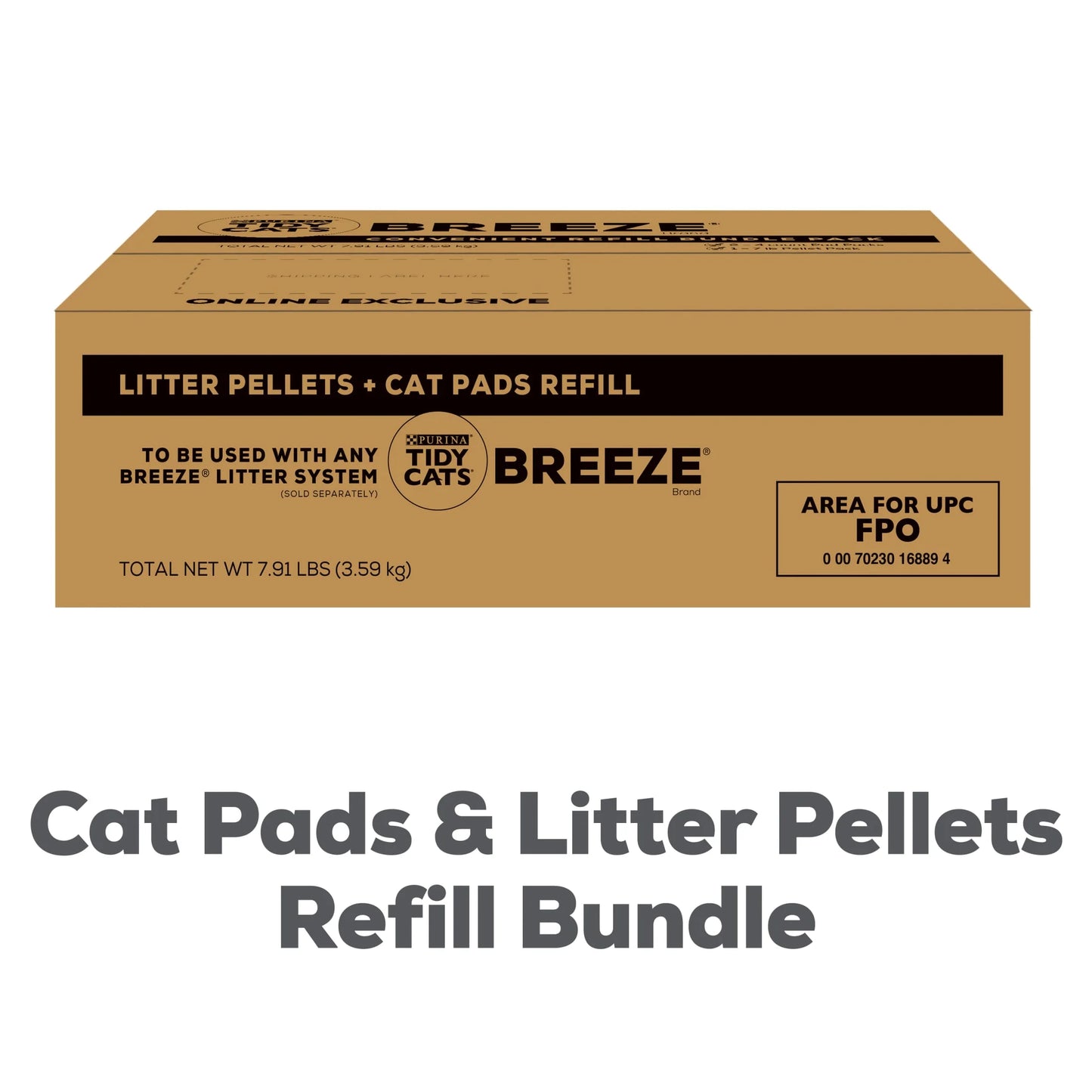Purina Breeze Non Clumping Cat Litter Pellets, Low Dust, Odor Control, (8) 7 Lb. Pouch