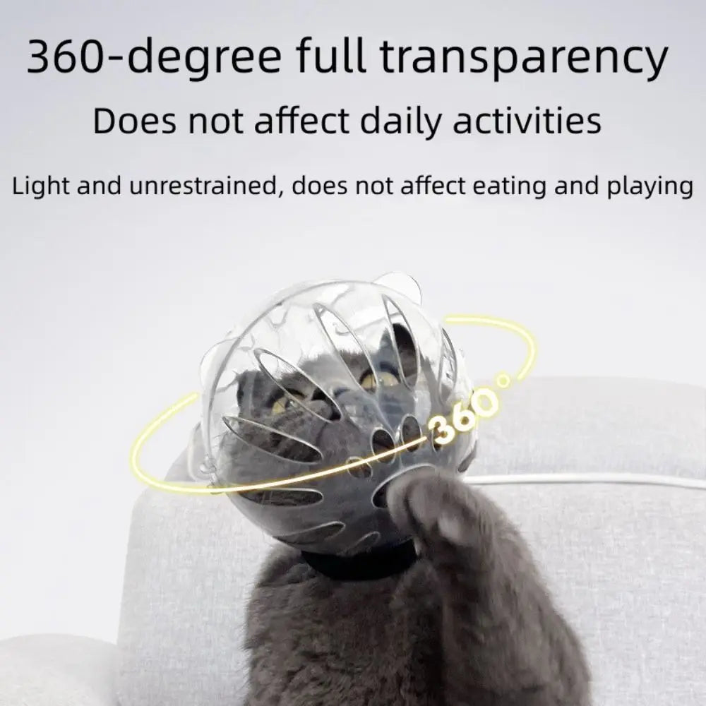 Breathable Sturdy Muzzle Mask Cat Head Cover Space Hood Ball-Shaped Kitten Protective Helmet Anti-Bite Pet Grooming Supplies