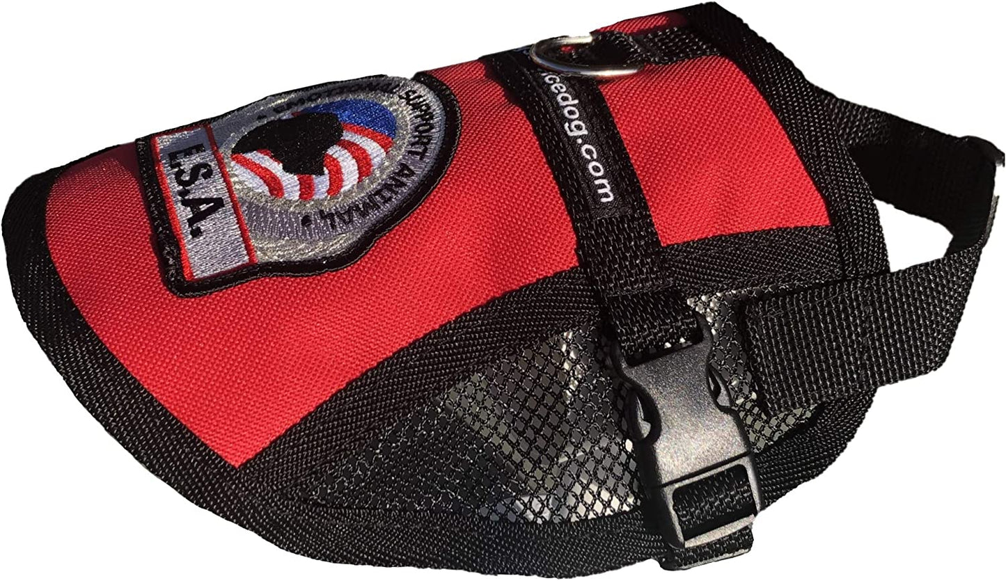 Premium Emotional Support Dog Vest | ESA Dog Vest | Mesh Cooling Panel | Emotional Support Dog Harness | Includes 5 Federal Law ESA Handout Cards (14" - 17" Girth, Red)