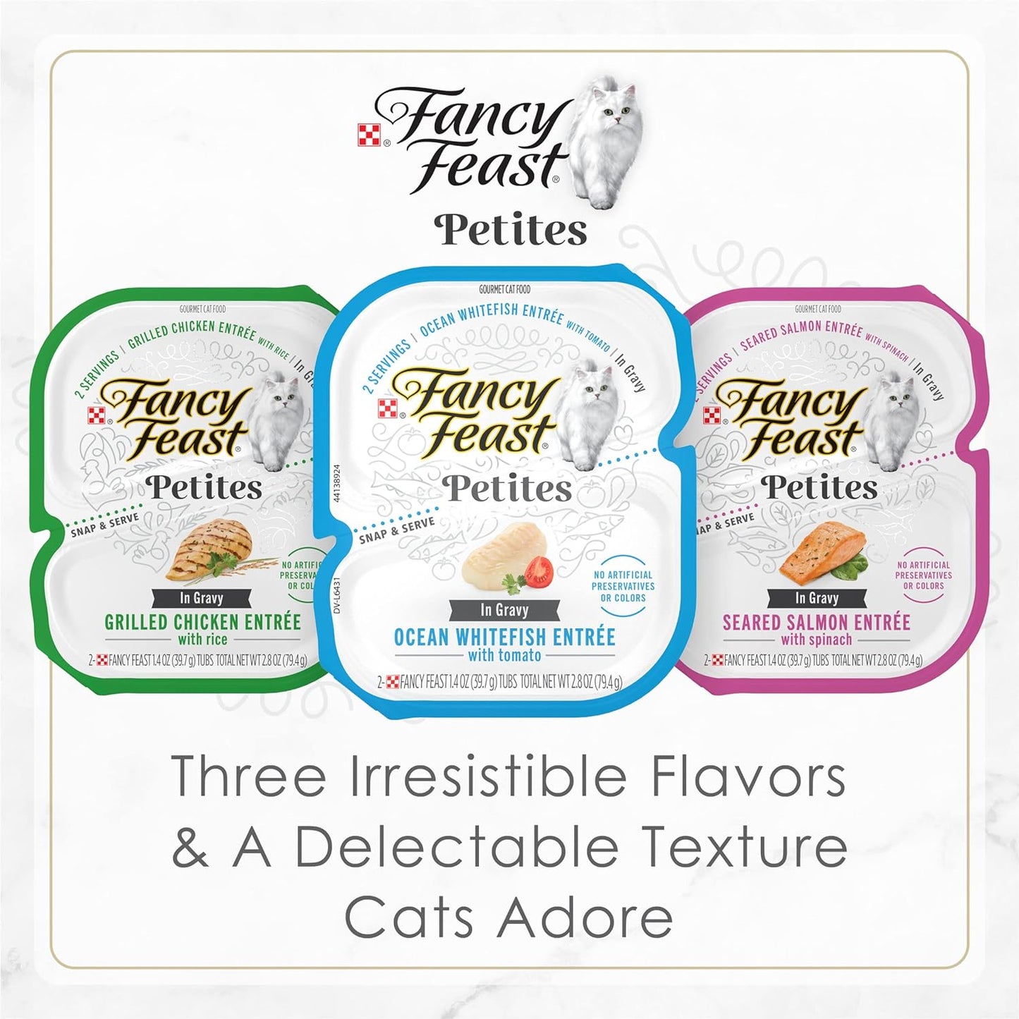 Purina Gourmet Wet Cat Food Variety Pack, Petites Gravy Collection, Break-Apart Tubs, 48 Servings - (Pack of 24) 2.8 Oz. Tubs