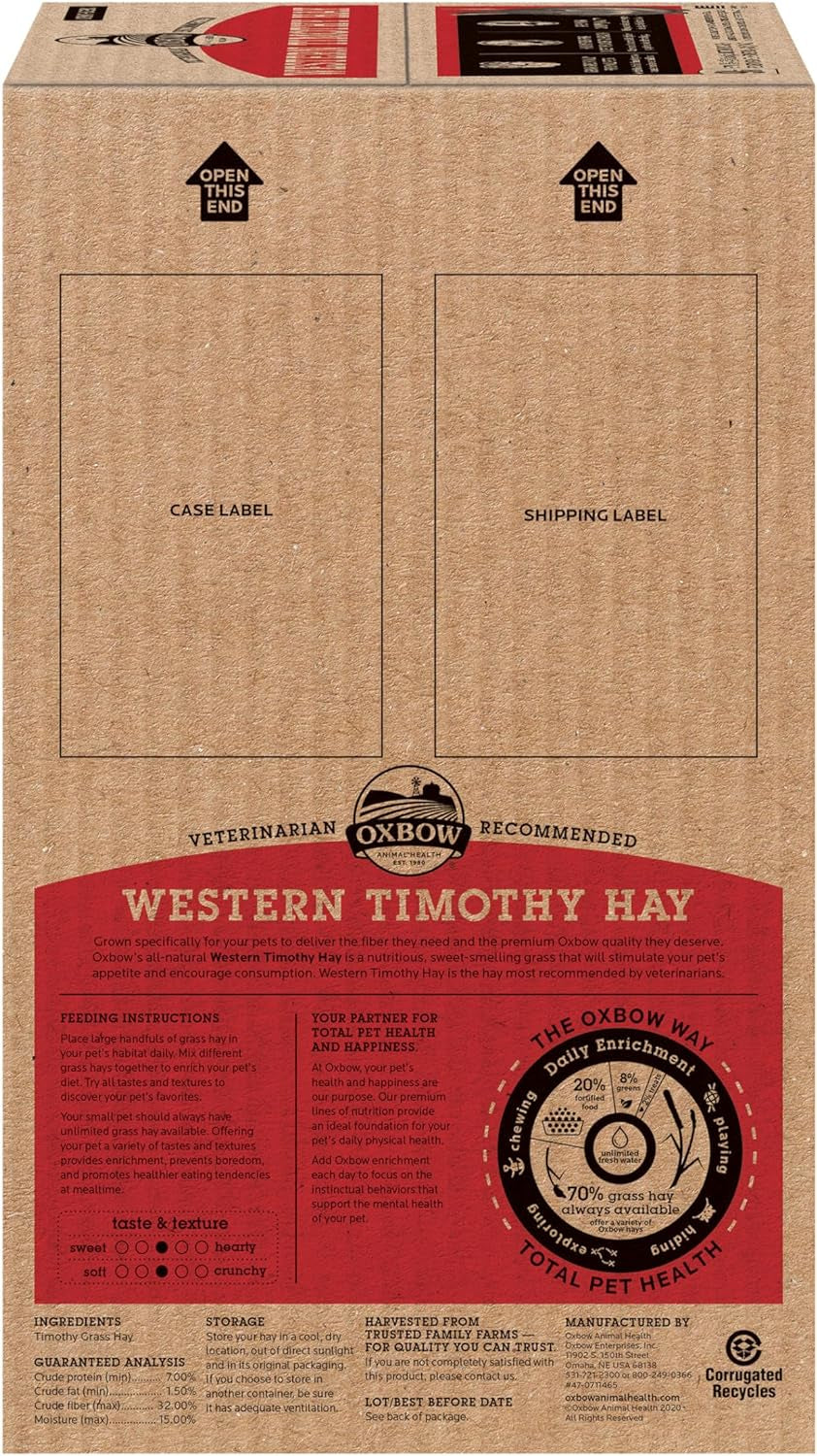 Animal Health Western Timothy Hay, Guinea Pig Hay, Small Pet Bunny Supplies, All Natural Grass for Guinea Pig, Bunny, Chinchilla & Hamster, Rabbit Supplies for Bunnies, 9 Lb Box