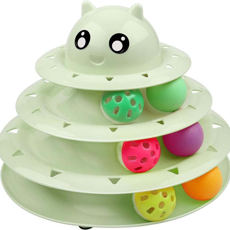 24 PCS Cat Toys, 3-Level Turntable Kitten Toys Set, Interactive Cat Roller Toys for Indoor Cats, Catnip Toys, Cat Teaser Toys, Mice Toys, Spring Toys, Various Ball Toys for Kitty Interactive Chirping