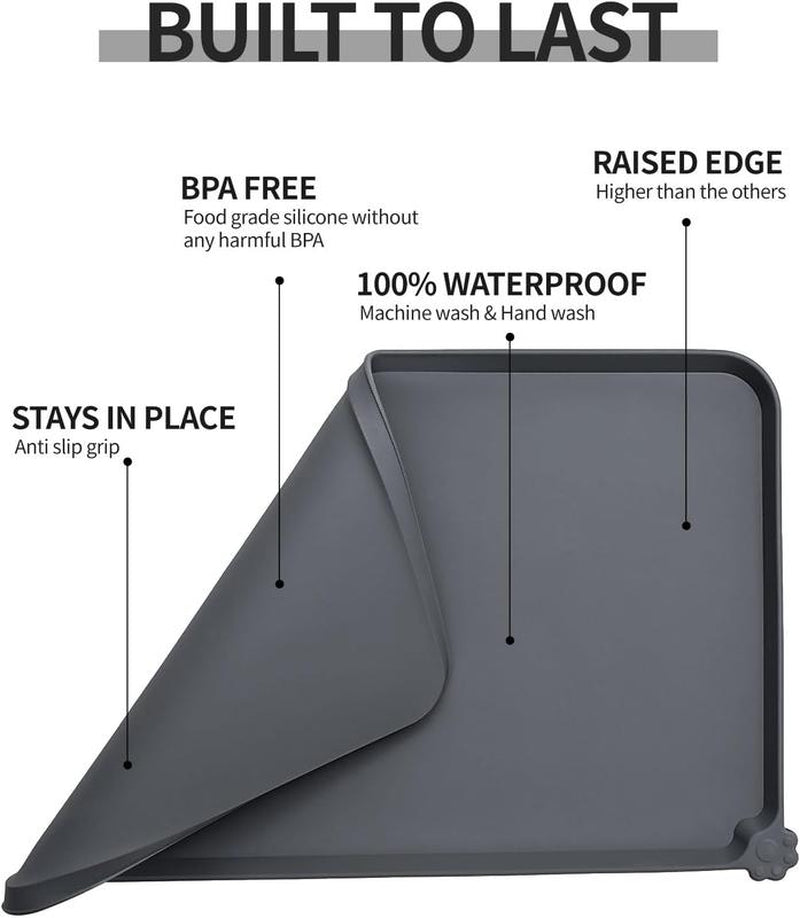 Pet Feeding Mats - Anti-Stain Quick Dry Pet Food and Water Mats - 18.5" X 11.8" Silicone Dog Accessories for Dog Food and Drinking - Three Packages