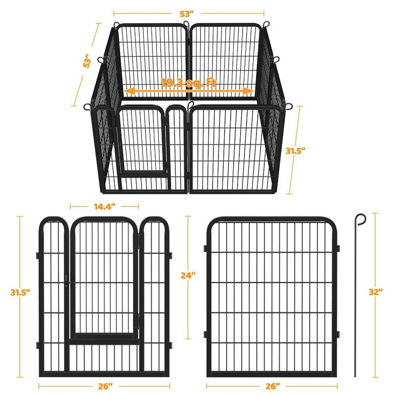 【Mom'S Gift】Yaheetech Dog Playpen 6/8/12/16 Panels Metal Pet Playpen, Outdoor Indoor Dog Exercise Barrier Fence, 25/32/40/47 Inch