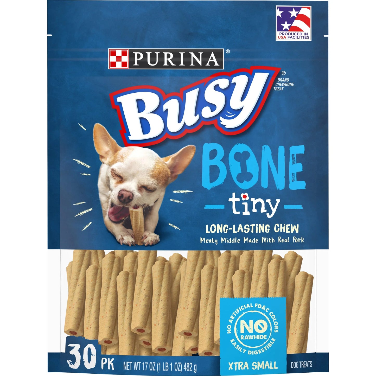 Purina up to 15 Lbs Dog Treats Original Pork, Long-Lasting Chews, 17 Oz Pouch (30 Count)