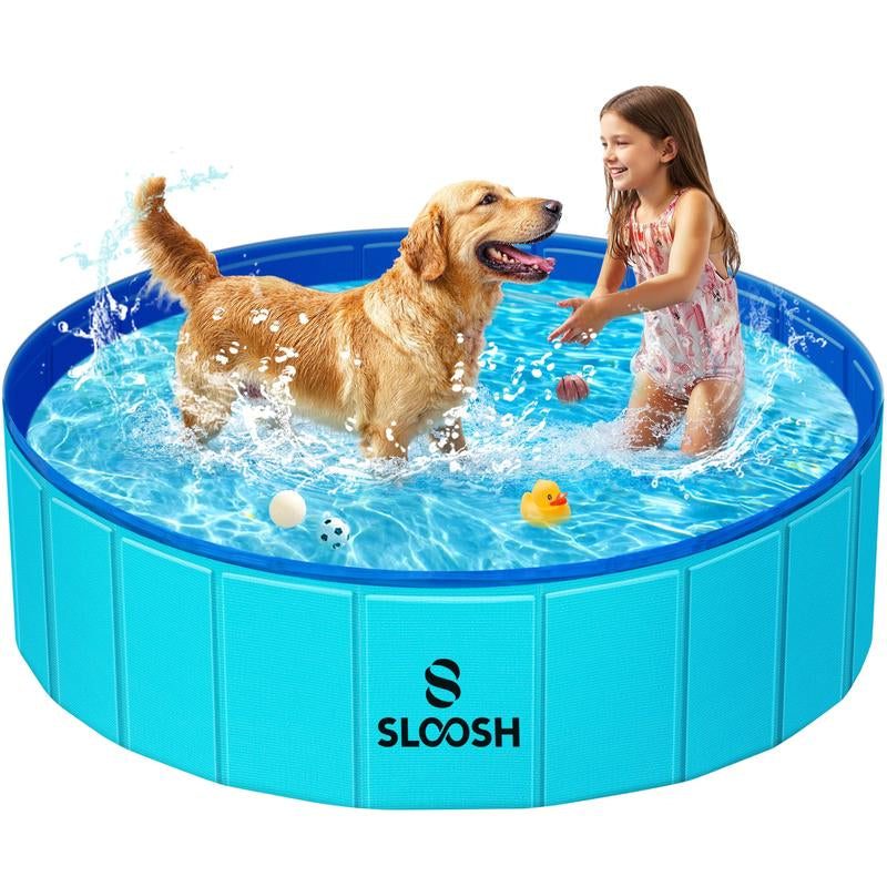 SLOOSH Foldable Dog Kiddie Pool - Portable Hard Plastic Doggie Swimming Pool, Anti-Slip Collapsible Pets Bath Tub Suitable for Kids Indoor Outdoor Backyard Use Mother'S Day Gifts