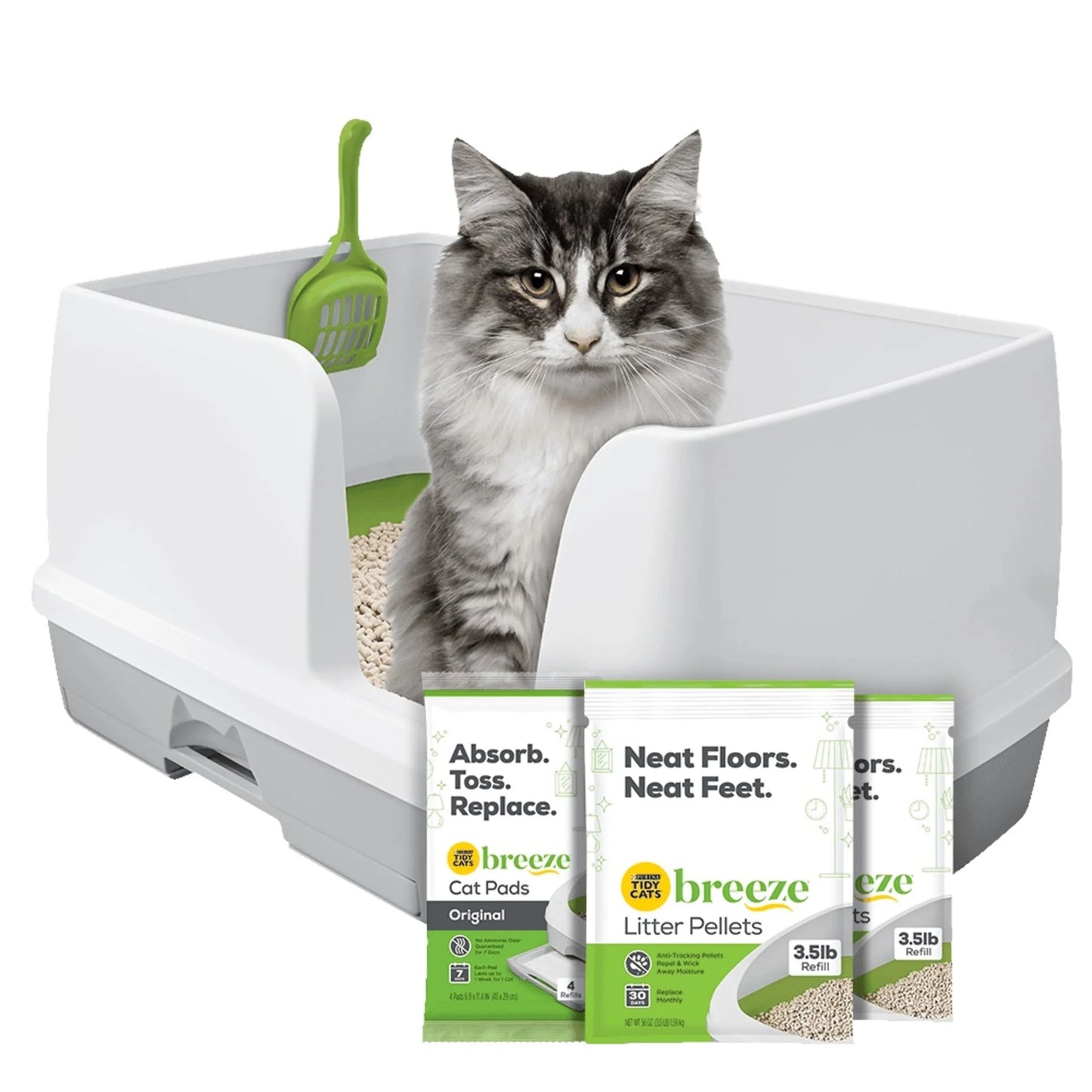 Purina Breeze Cat Litter Box Starter Kit XL, Absorbent Pads, & Pellets, Low Dust, 1 Kit