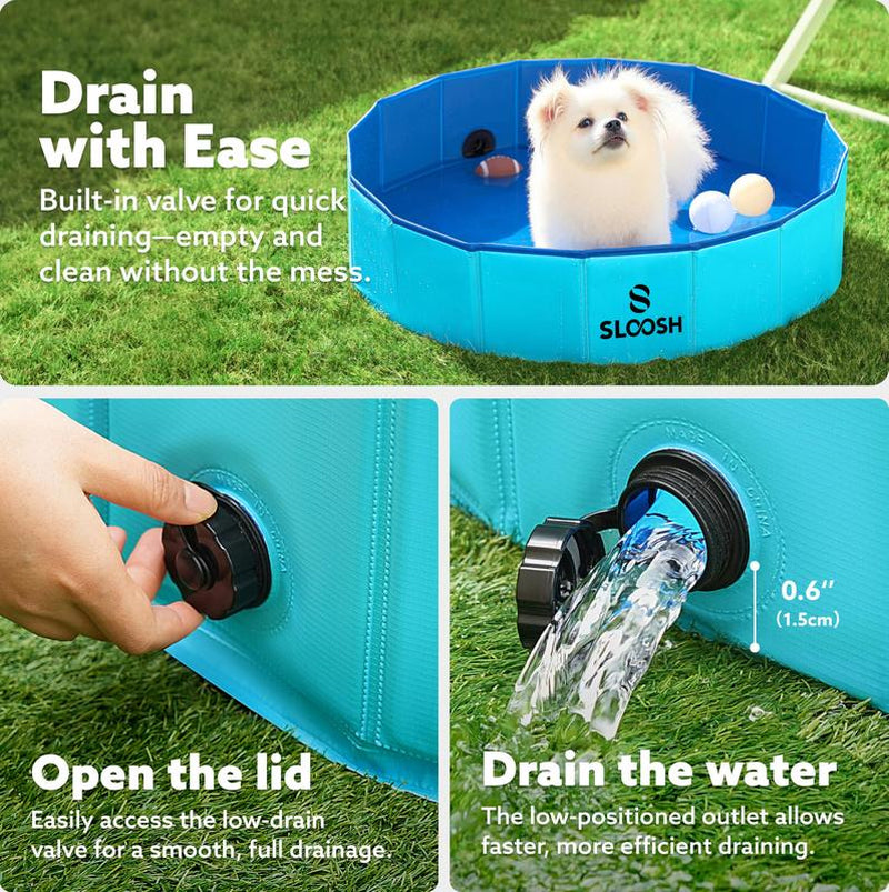 SLOOSH Foldable Dog Kiddie Pool - Portable Hard Plastic Doggie Swimming Pool, Anti-Slip Collapsible Pets Bath Tub Suitable for Kids Indoor Outdoor Backyard Use Mother'S Day Gifts