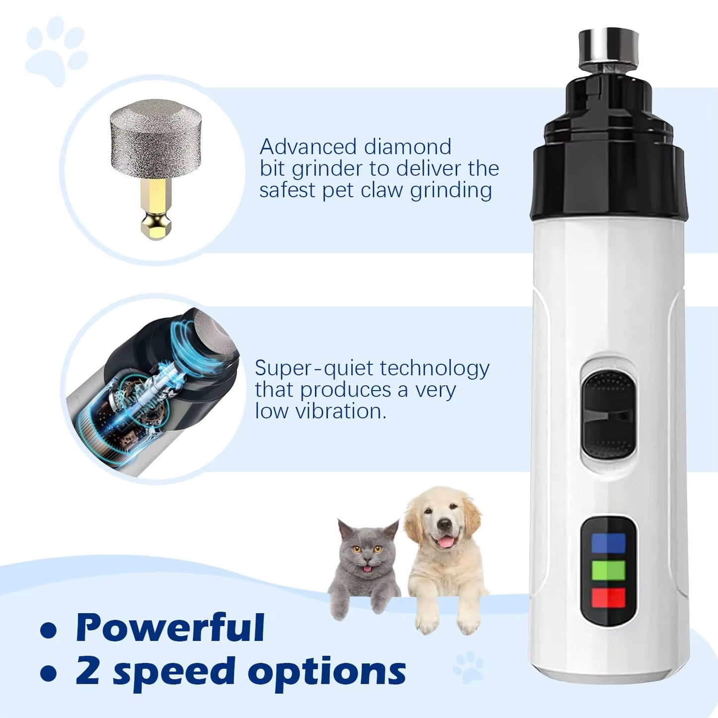 2024 New Silent Grind Pro for Dogs Silent Grind Pro Dog Nail Trimmer Electric Dog Nail Clippers Pet Paws Grooming Smoothing Tool