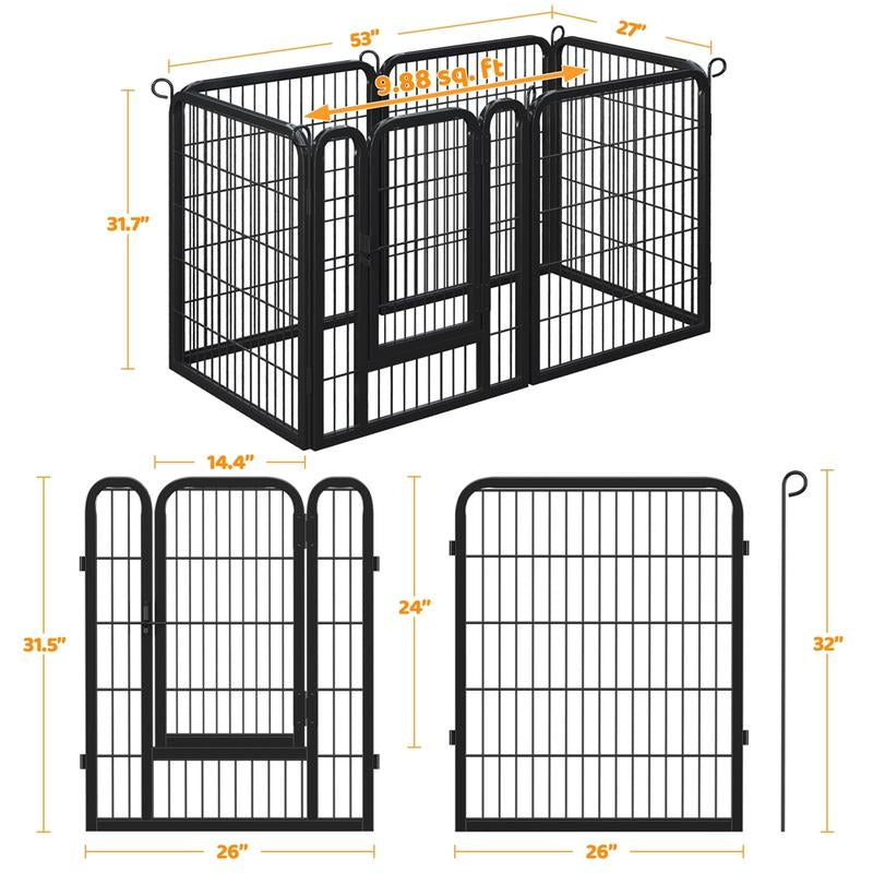 【Mom'S Gift】Yaheetech Dog Playpen 6/8/12/16 Panels Metal Pet Playpen, Outdoor Indoor Dog Exercise Barrier Fence, 25/32/40/47 Inch