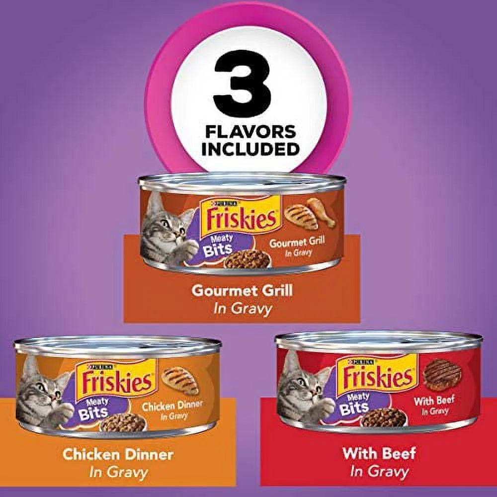Friskies Gravy Wet Cat Food Variety Pack, Meaty Bits - (24) 5.5 Oz. Cans
