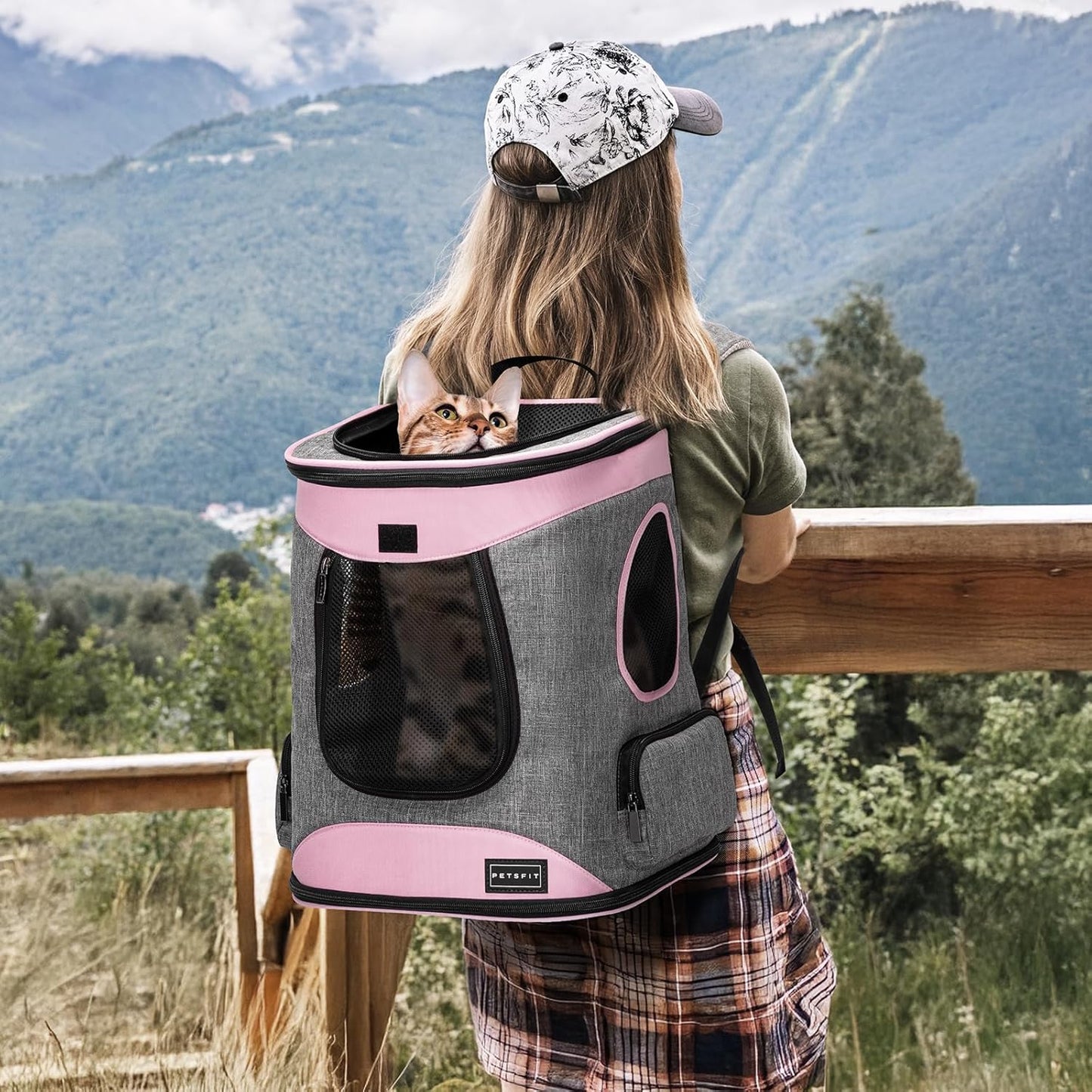 Dog Backpack Carrier with Upgrade Waist Cushion Design to Better Fit the Waist, Suitable for Small and Medium Dogs Cats, and Rabbits up to 18 Pounds