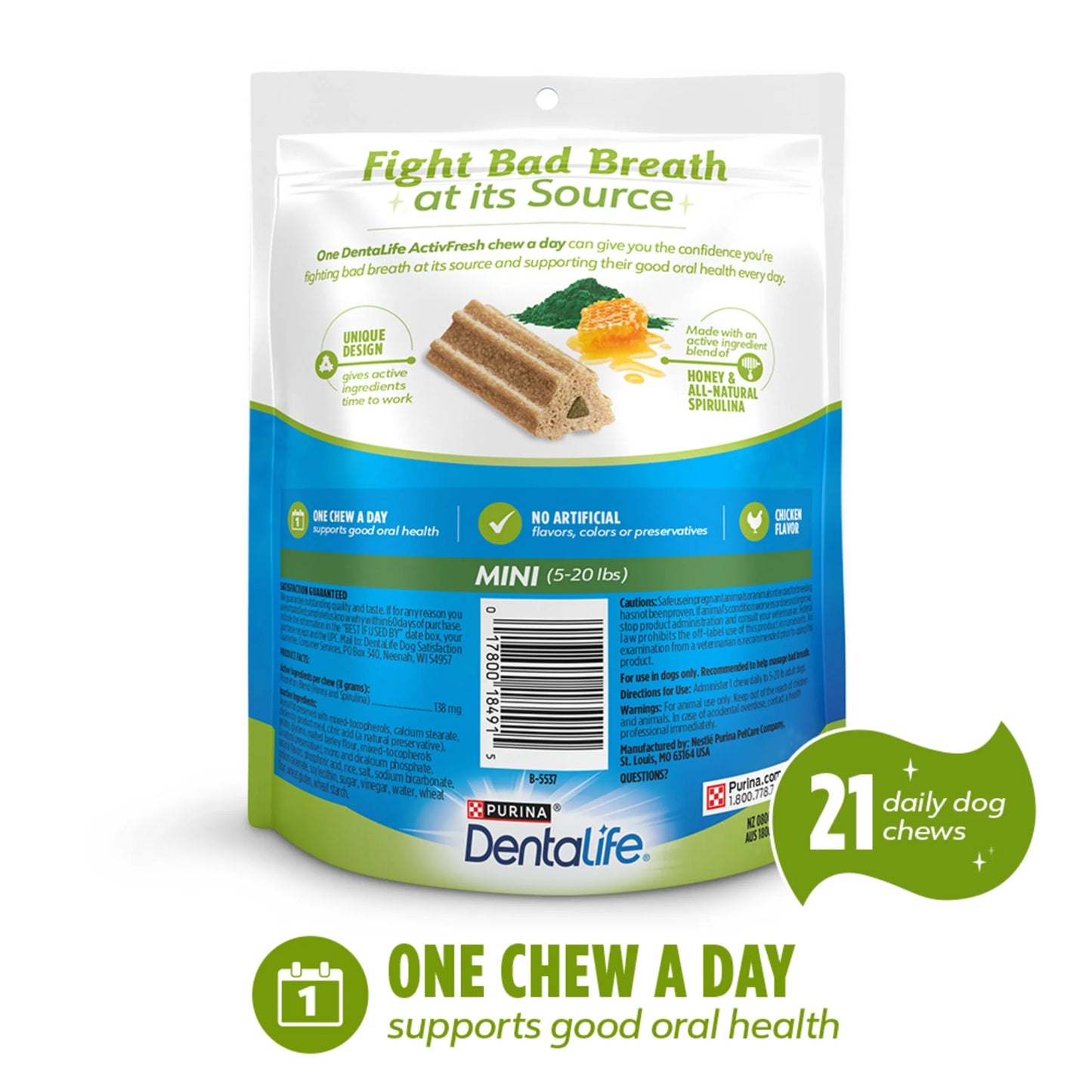 Purina Activfresh Mini Dog Treats Dental Chews with Chicken, 6.1 Oz Pouch (4 Count)