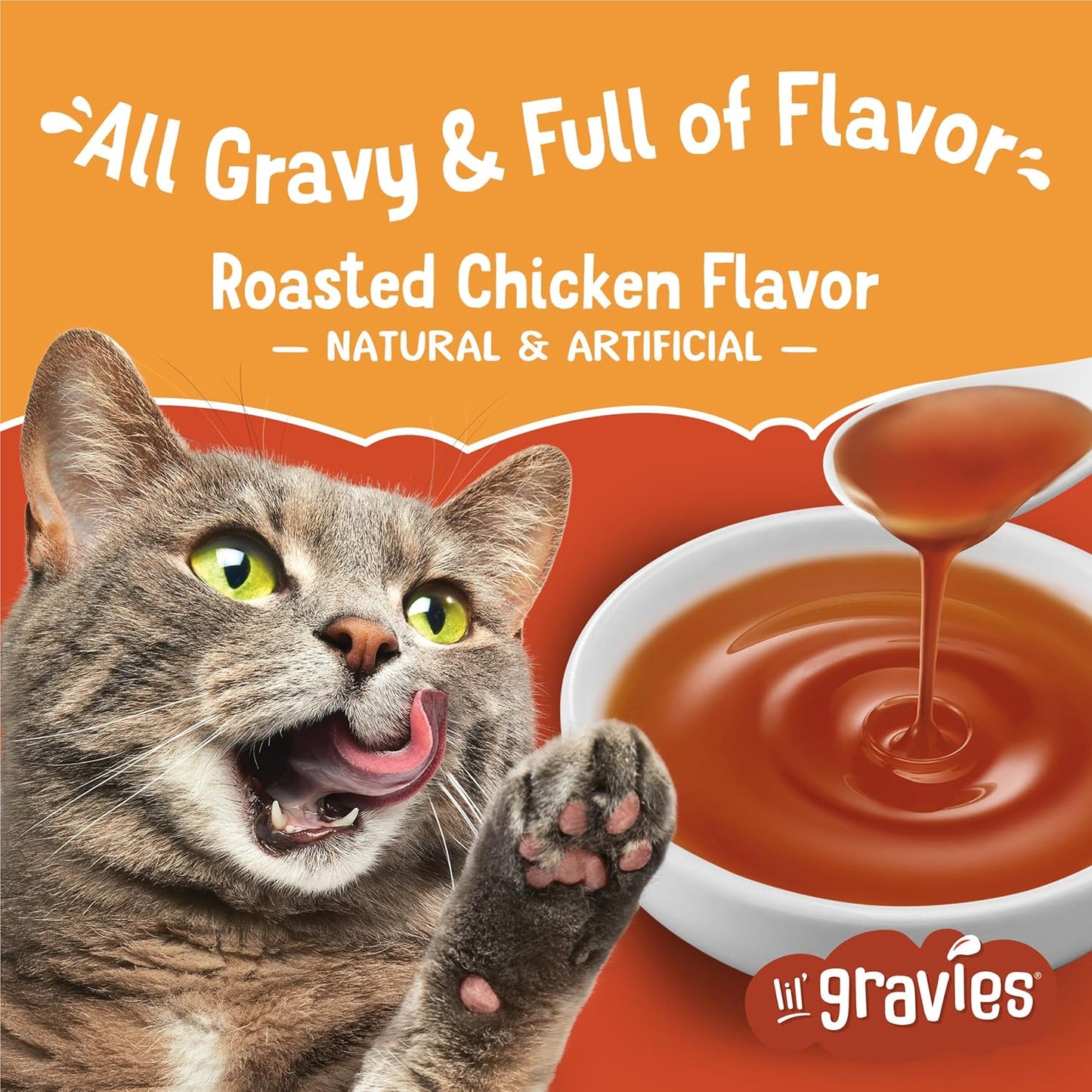 Purina Lil' Gravies Roasted Chicken Flavor Cat Food Lickable Cat Treats - (Pack of 16) 1.55 Oz. Pouches