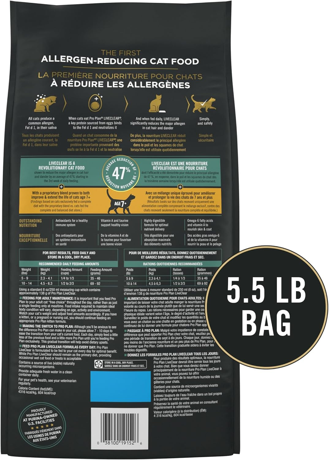 Liveclear Cat Food 7+ Cat Allergen Reducer Chicken and Rice Formula - 5.5 Lb. Bag